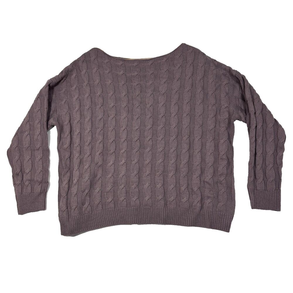 Main Strip Cable Knit Women's Long Sleeve Sweater‎ Oversized Slouchy Preppy Sz L